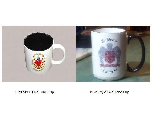 Two Tone Coffee Cups with Coat of Arms and Family Crest